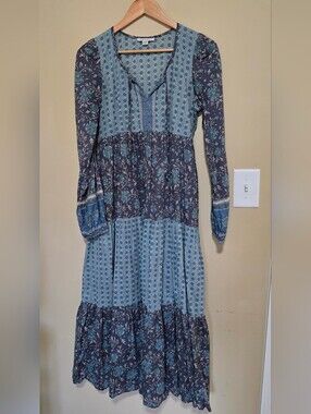 American Eagle Outfitters Blue Floral Tiered Maxi Dress